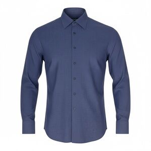 🔹 Canali Blue Textured Cotton Dress Shirt – Made in Italy